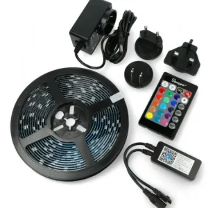 WiFi + Bluetooth RGB LED Strip Light- Work with Alexa, Google Home, Dance with Music (16 Feet, Sonoff L2)