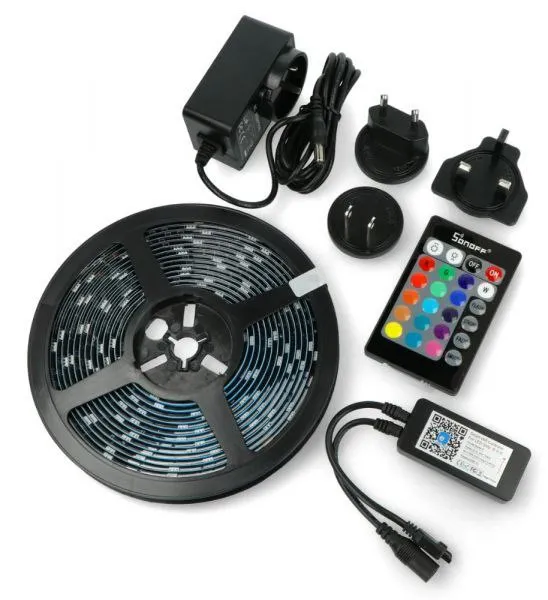 WiFi + Bluetooth RGB LED Strip Light- Work with Alexa, Google Home, Dance with Music (16 Feet, Sonoff L2)